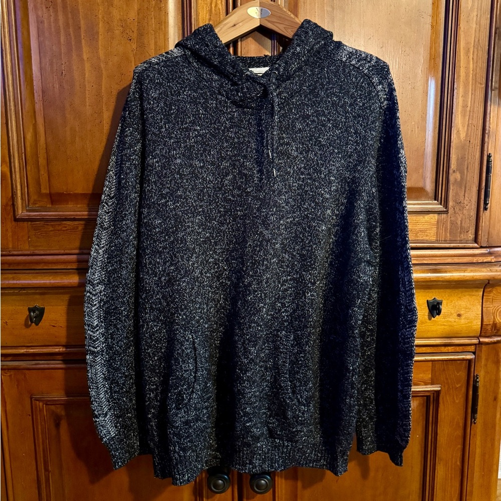 Commerce - Black Hooded Sweater with Plush Knit